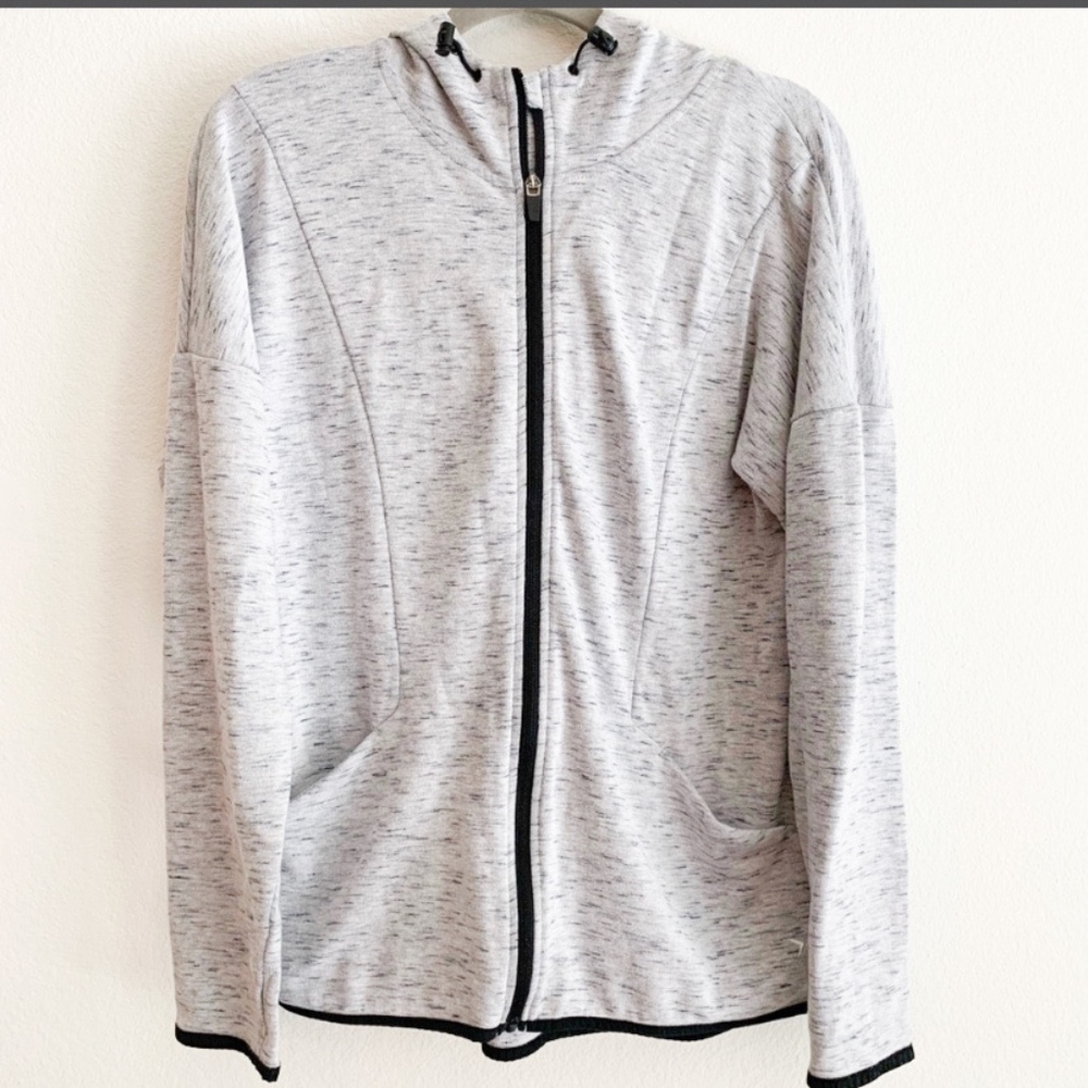 Old Navy Active Gray Black Trim Zip Hoodie Sz L